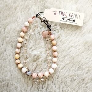 Peyote Bird Free Spirit Pink Opal Crystal Double Banded Beaded Bracelet NWT
